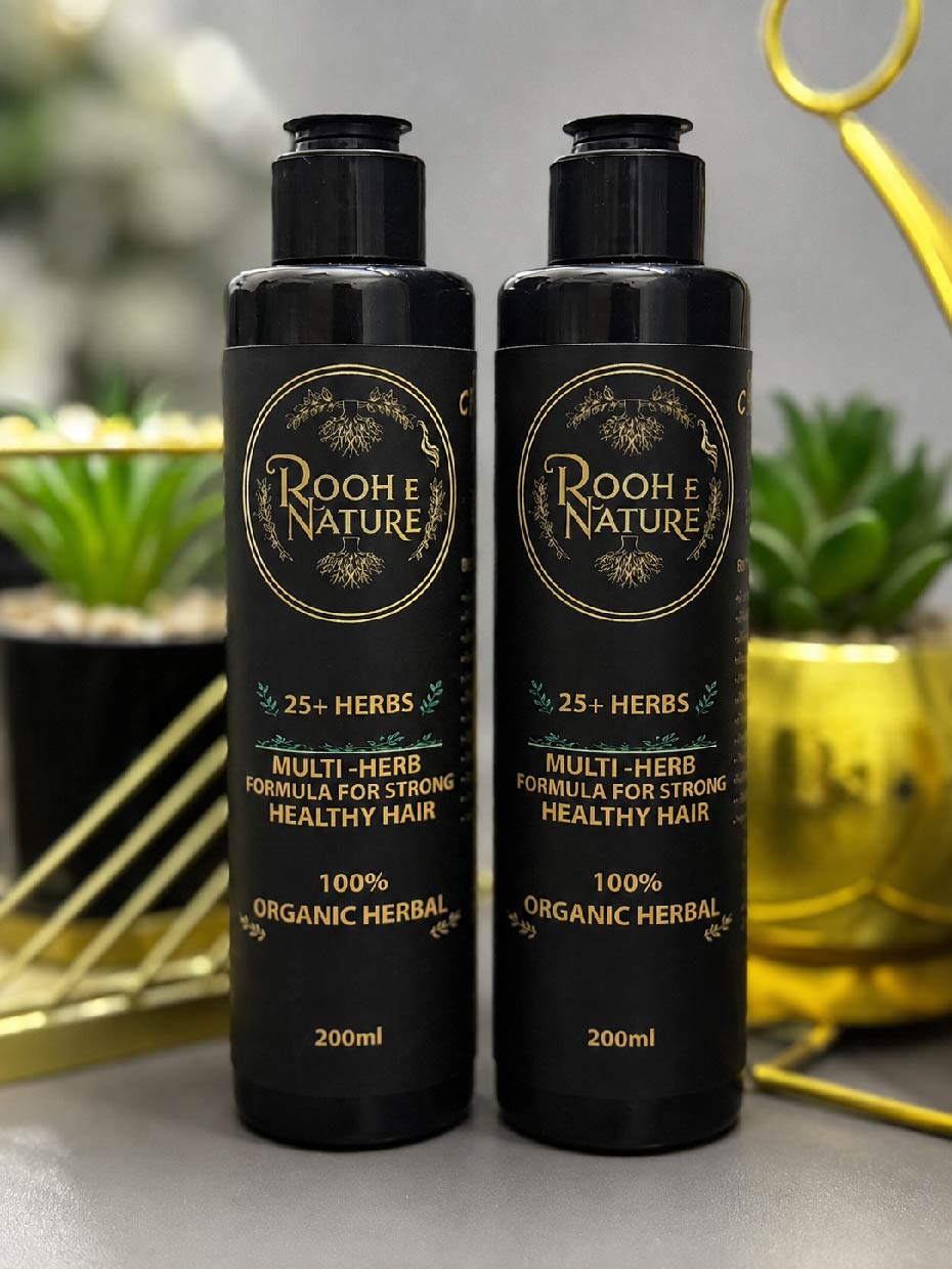 Rooh e Nature Multi-Herb Hair Oil – 25+ Herbal Ingredients | Pack of 2 | 200ml Each