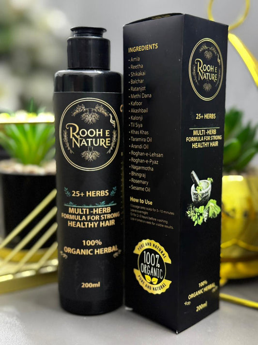 Rooh e Nature Multi-Herb Hair Oil – 25+ Herbal Ingredients | 200ml